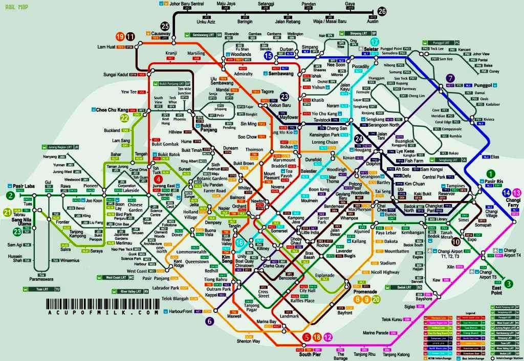 mrt نقشه مسیر سنگاپور